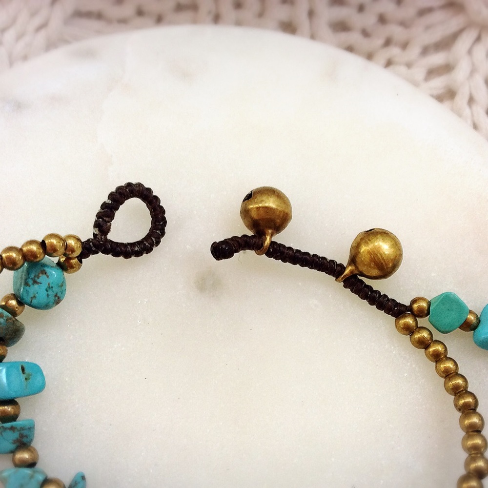 🐘 Elephant Turquoise & Brass Bracelet 🐘 - Picture 6 of 7